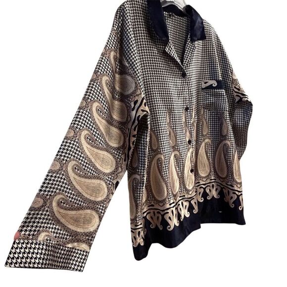 Crystal XL Silk Paisley Button-Up Shirt Multicolor Vintage - Picture 4 of 11